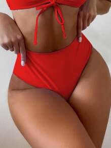 Đáy Bikini Nữ màu trơn Gợi cảm - Đỏ - Xem 1