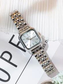 NAIDU 方形指針石英手錶 - 銀色 - 查看 2