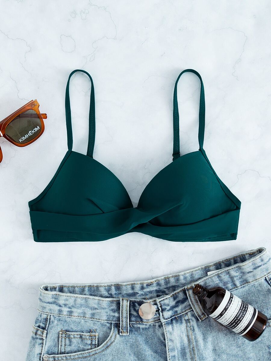 Áo Tops Bikini Nữ màu trơn Gợi cảm - Màu xanh ngọc - Xem 1