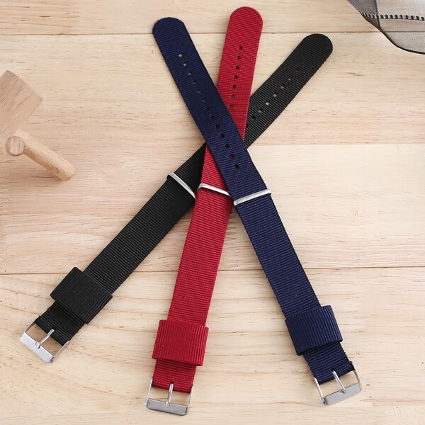 

3pcs 20MM Width Plain Nylon Watchband, Multicolor
