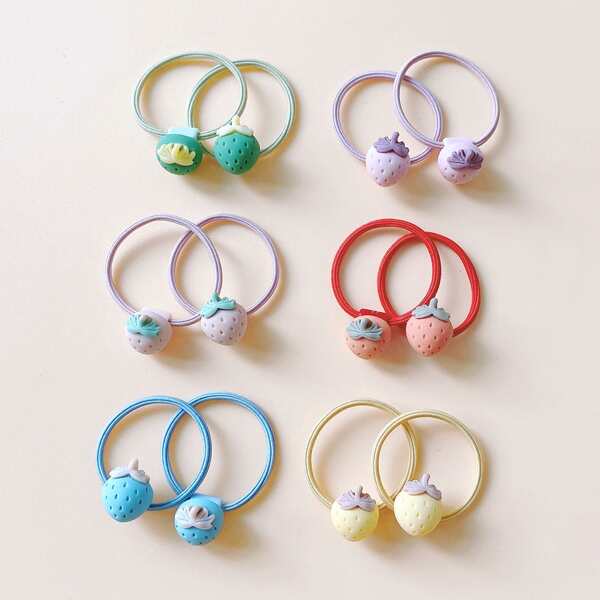 

12pcs Toddler Girls Fruit Hair Tie, Multicolor