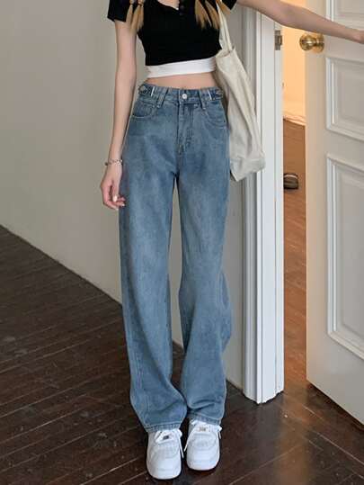 Honeyspot ソリッド ストレートレッグジーンズの画像