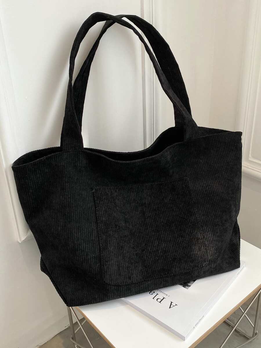 Ligero, casual de negocios, gran capacidad, bolso de mano minimalista de gran capacidad para adolescentes, niñas, mujeres, estudiantes universitarios, novatos y trabajadores administrativos, perfecto para la oficina, la universidad, el trabajo, los negocios y los desplazamientos. - Negro - Ver 1