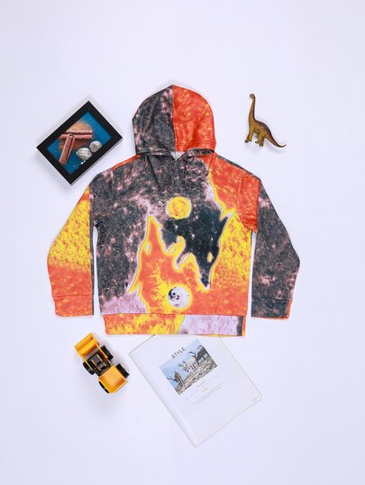 Tween Boy 1Pc Fire Print Sweatshirt