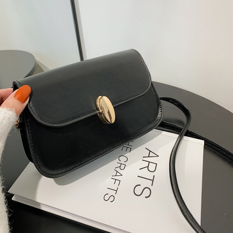 

Minimalist Flap Crossbody Bag, Black