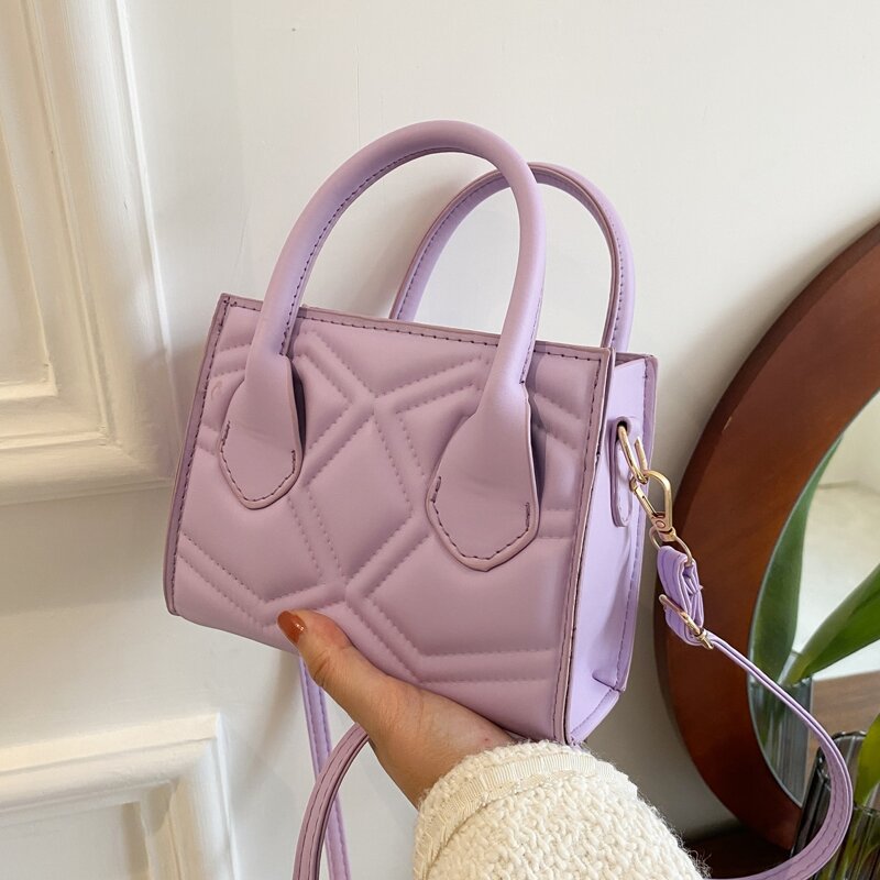 

Quilted Satchel Bag, Purple