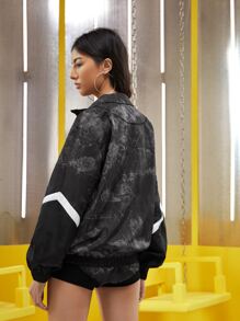 REESEDELUCA Áo khoác nữ Dây kéo In chữ V Loại bướm Giải trí - Nhiều màu - Xem 2