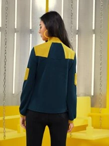 DOROTHEAA Two Tone Zip Up Flap Pocket Jacket - Multicolor - View 2