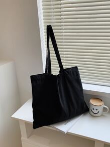 Large Capacity Shopper Bag 1pc Men's Handbags Canvas Tote Bags Reusable Grocery High Capacity Shopping Bag Best Personalized Gifts For Women,Mom & Girlfriends,School Bag,Large Capacity,Portable,Classic Casual,For Teen Girls Women College Students,White-Collar Workers,Perfect For Work,Back To School,Middle School,High School,College,Vacation, Tote Bag Large, Best Fall Inspo Ideas, Literary School Bag & Book Bag For Women Or Students, Perfect For Books, Shopping, Back To School And More, School Supplies, School Handbag, School Tote Bag, School Bookbag, Back To School Bags, Waterproof, Lightweight, Foldable, Suitable For Teen Girls Women College Students, Teacher, Perfect For Back To School, First Day Of School, Middle School, High School , Teacher Gift - Black - View 3