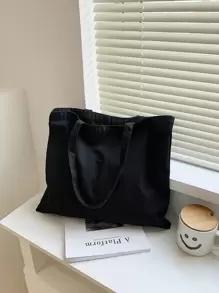 Large Capacity Shopper Bag 1pc Men's Handbags Canvas Tote Bags Reusable Grocery High Capacity Shopping Bag Best Personalized Gifts For Women,Mom & Girlfriends,School Bag,Large Capacity,Portable,Classic Casual,For Teen Girls Women College Students,White-Collar Workers,Perfect For Work,Back To School,Middle School,High School,College,Vacation, Tote Bag Large, Best Fall Inspo Ideas, Literary School Bag & Book Bag For Women Or Students, Perfect For Books, Shopping, Back To School And More, School Supplies, School Handbag, School Tote Bag, School Bookbag, Back To School Bags, Waterproof, Lightweight, Foldable, Suitable For Teen Girls Women College Students, Teacher, Perfect For Back To School, First Day Of School, Middle School, High School , Teacher Gift - Black - View 7