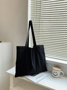 Large Capacity Shopper Bag 1pc Men's Handbags Canvas Tote Bags Reusable Grocery High Capacity Shopping Bag Best Personalized Gifts For Women,Mom & Girlfriends,School Bag,Large Capacity,Portable,Classic Casual,For Teen Girls Women College Students,White-Collar Workers,Perfect For Work,Back To School,Middle School,High School,College,Vacation, Tote Bag Large, Best Fall Inspo Ideas, Literary School Bag & Book Bag For Women Or Students, Perfect For Books, Shopping, Back To School And More, School Supplies, School Handbag, School Tote Bag, School Bookbag, Back To School Bags, Waterproof, Lightweight, Foldable, Suitable For Teen Girls Women College Students, Teacher, Perfect For Back To School, First Day Of School, Middle School, High School , Teacher Gift - Black - View 2