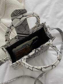 Bolso cartera con estampado de dibujos animados - Blanco y Negro - Ver 4