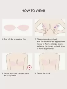 Buckle Front Self Adhesive Bra,2 Pcs - Apricot - View 7