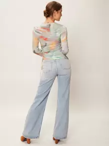 SHEIN BAE Tie-Dye Drawstring T-Shirt - Multicolor - View 8