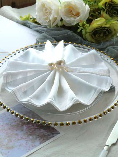 1-50pcs High-End Hotel Restaurant Table Decoration Large And Small Pearl Napkin Rings, Suitable For Wedding And Holiday Table Decor