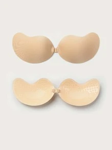 Buckle Front Self Adhesive Bra,2 Pcs - Apricot - View 2