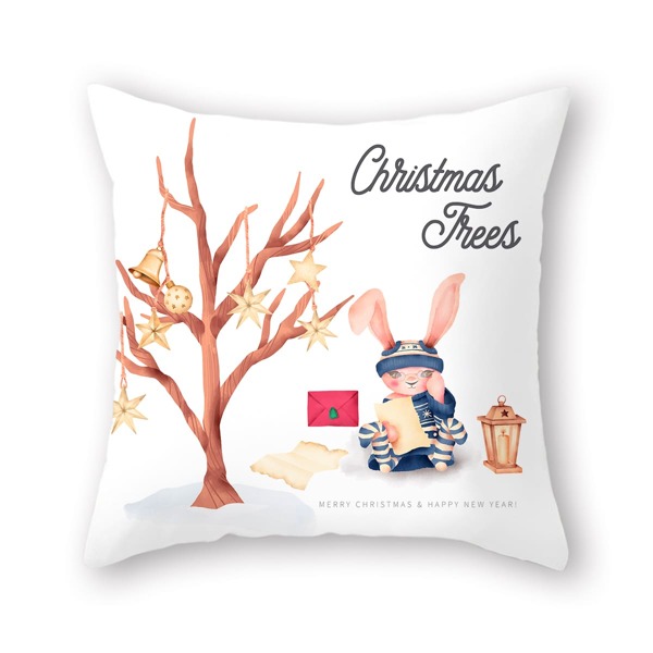 

Christmas Rabbit Cushion Cover Without Filler, Multicolor