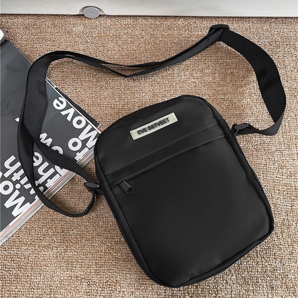 

Men Letter Patch Square Bag, Black