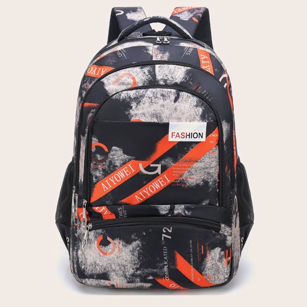 

Men Letter Graphic Large Capacity Backpack, Multicolor