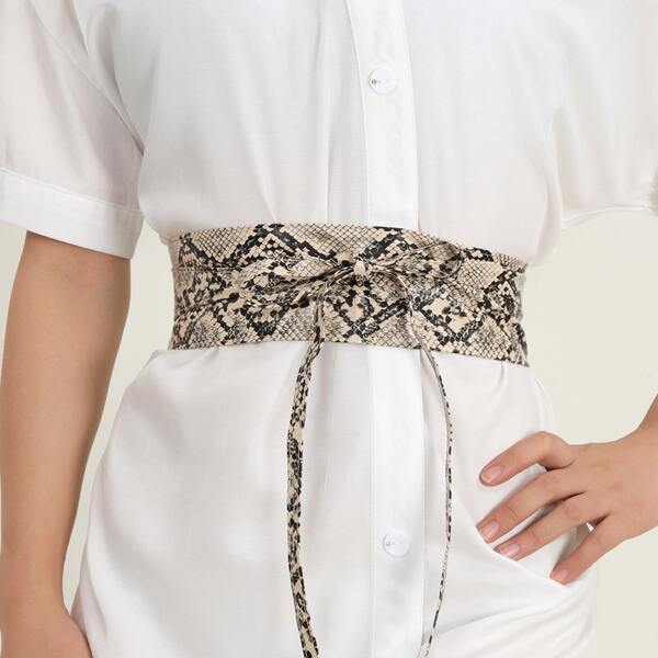 

Snakeskin Print Corset Belt, Multicolor