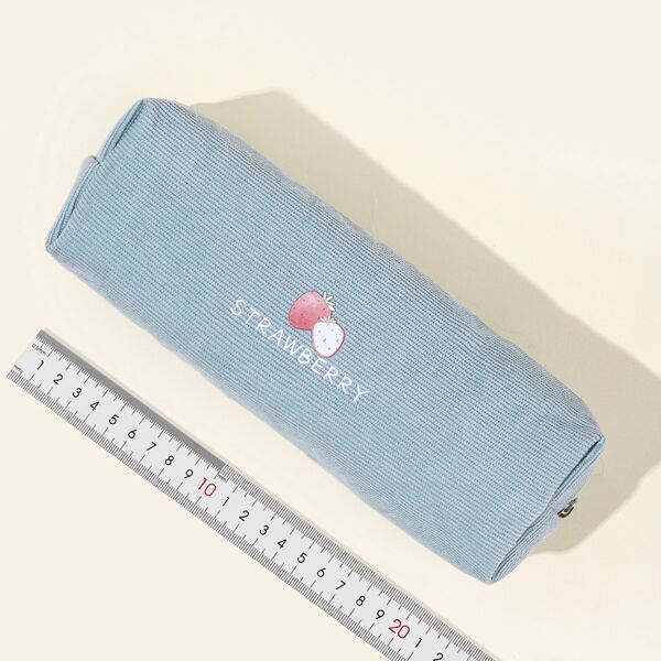

Strawberry Print Pencil Bag, Dusty blue