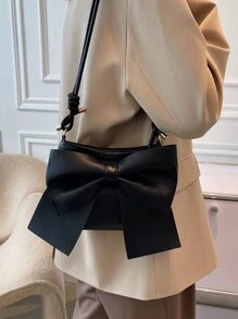 Bow Decor Shoulder Bag - Black - View 2