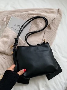 Bow Decor Shoulder Bag - Black - View 7