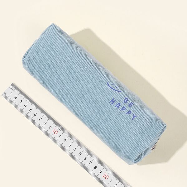 

Slogan Graphic Pencil Bag, Dusty blue