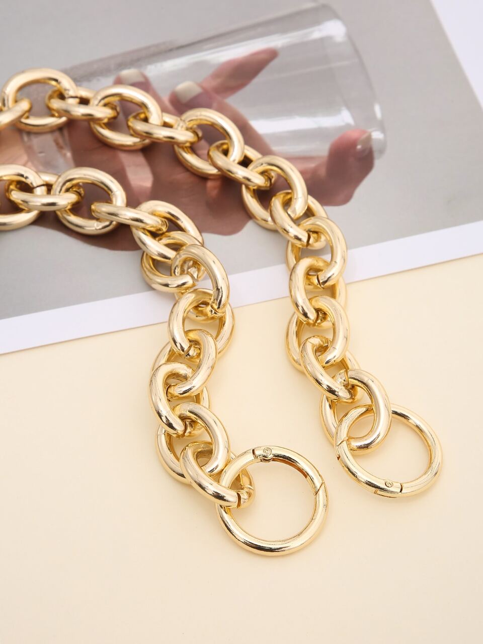 Thick Round Aluminum Chain & Spring Ring Light Weight Bag Strap Bag Parts Handle Chain For Bag Accessory Handbag Strap Bag Accessories DIY Accessories Adjustable Shoulder Strap