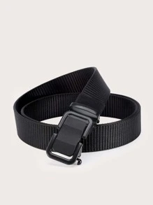 Men's Belt Automatic Metal Buckle Nylon Canvas Webbing Belt Outdoor Work Belt - Black - View 1