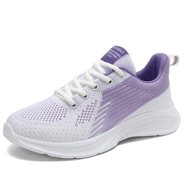 

Knit Detail Lace-up Front Running Shoes, Purple