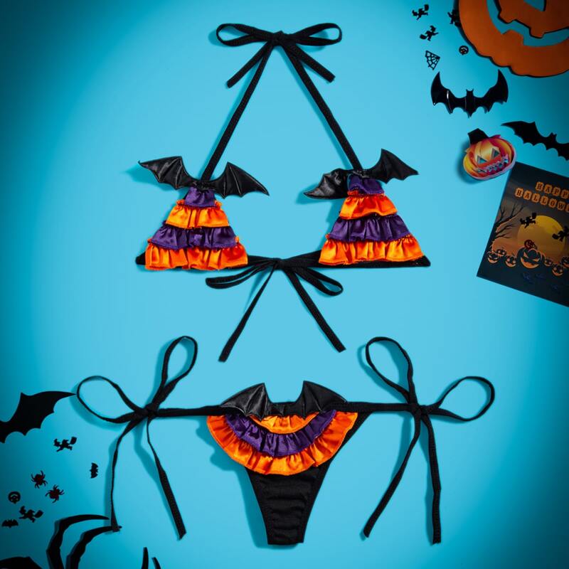 

Tiered Layer Halloween Bat Costume Set, Black
