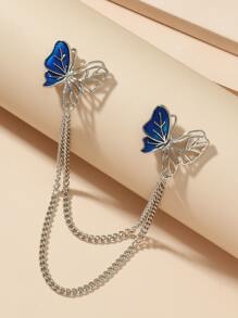Butterfly Decor Chain Brooch - Multicolor - View 2