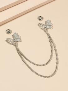 Butterfly Decor Chain Brooch - Multicolor - View 3