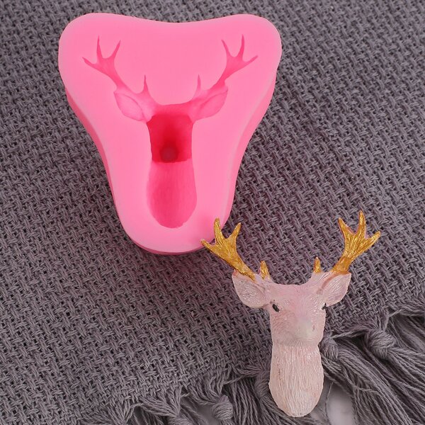 

1pc Christmas Elk Design Mold, Pink