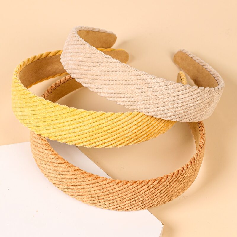 

3pcs Solid Ribbed Headband, Multicolor