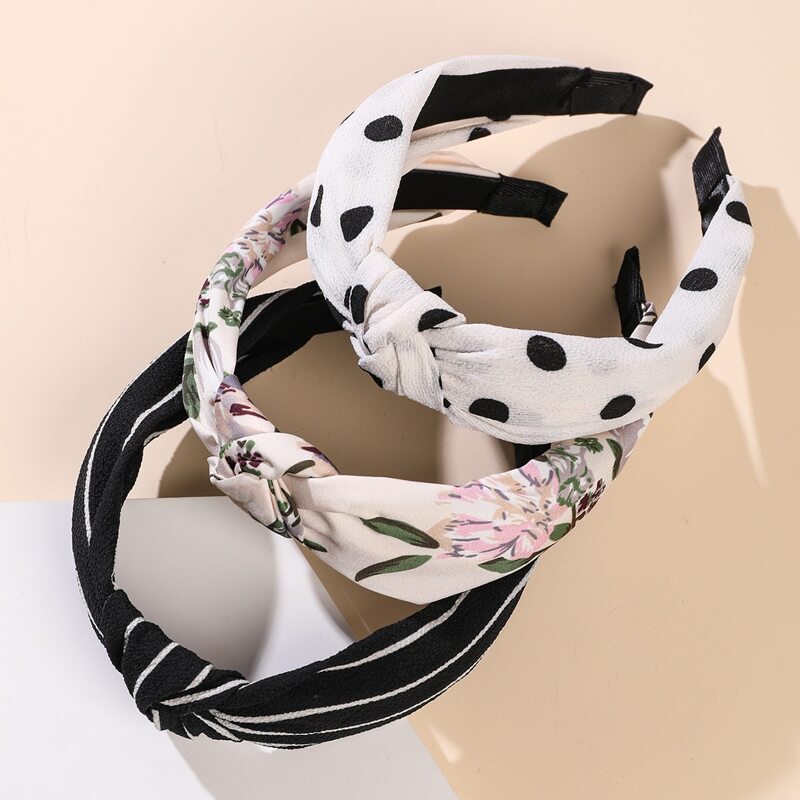 

3pcs Graphic Knot Headband, Multicolor