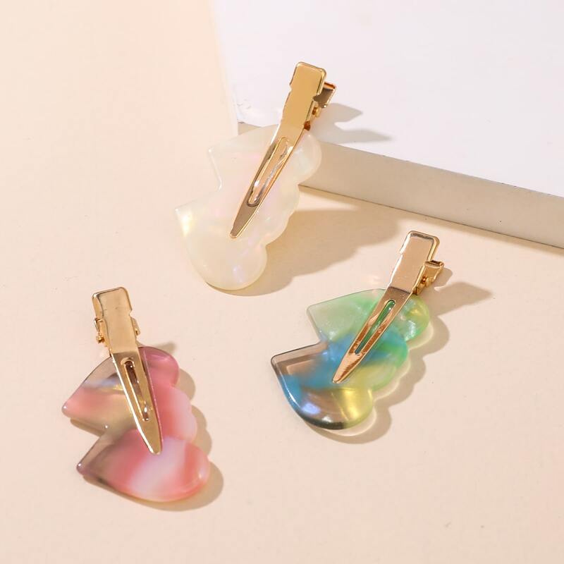 

3pcs Heart Decor Hair Clip, Multicolor