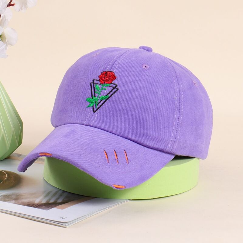 

Floral Embroidery Baseball Cap, Purple