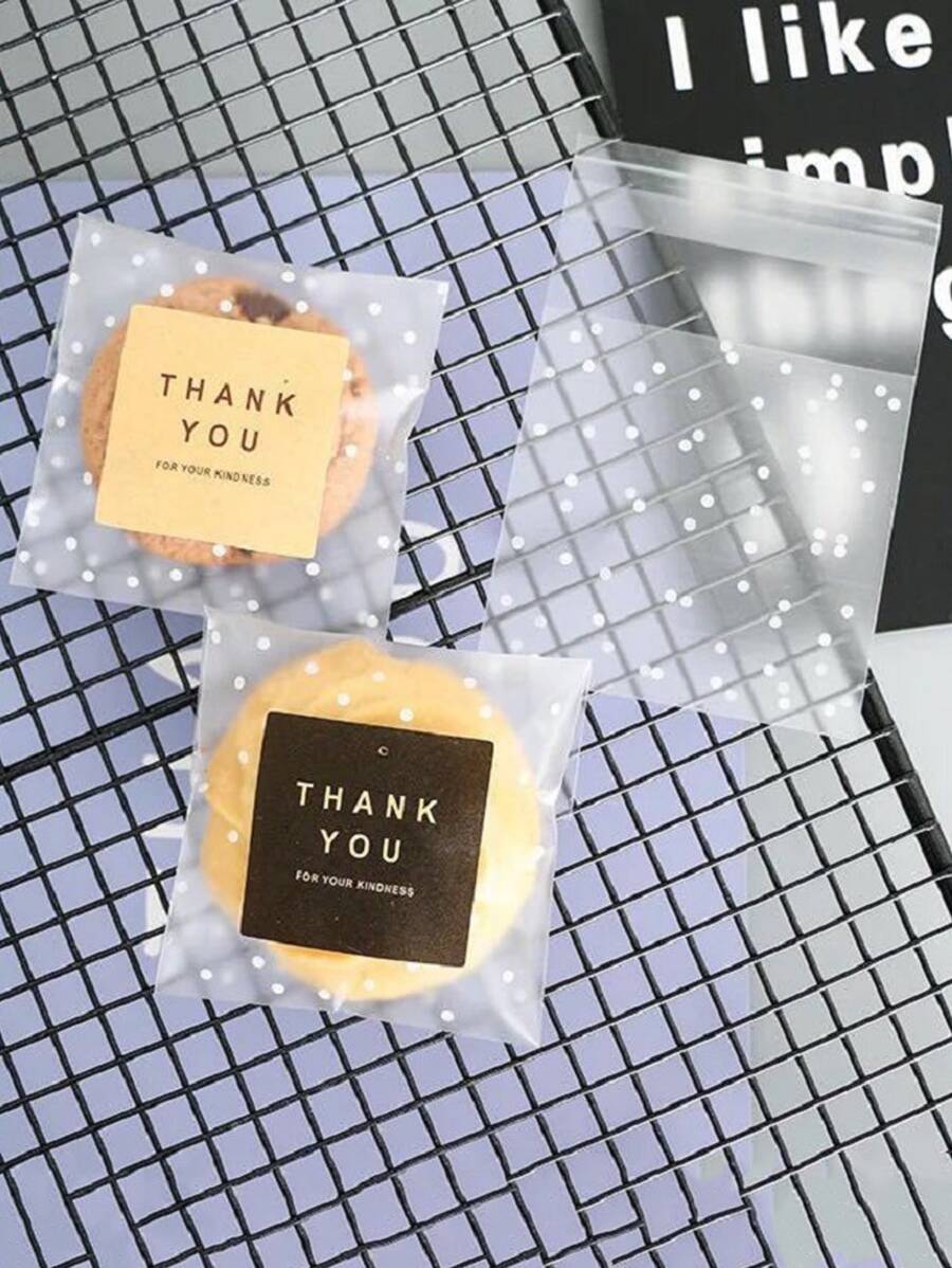 100入組波點圖案打包袋和100入組貼紙 - 彩色 - 查看 1