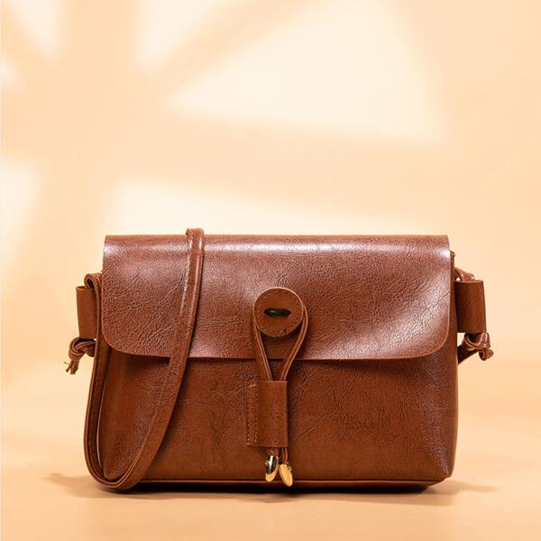 

Minimalist Flap Square Bag, Brown
