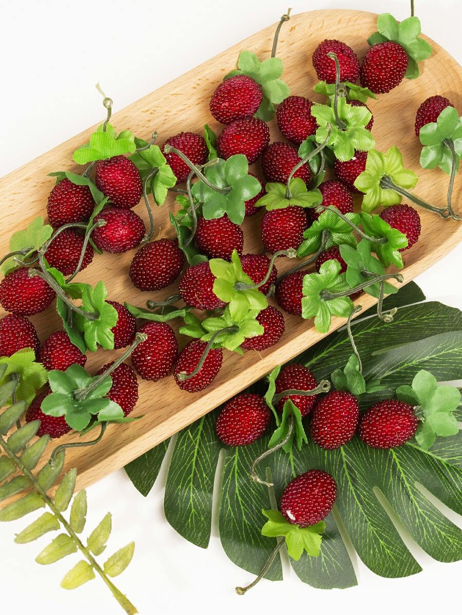 12 cái Mâm xôi nhân tạo - Màu Đỏ Sâu - Xem 1