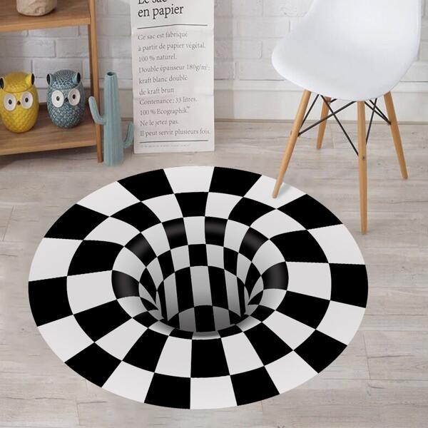 

3D Whirlpool Print Floor Sticker, Black and white