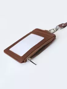 1pc Plain Card Cover & 1pc Lanyard Back To School - Brown - View 3