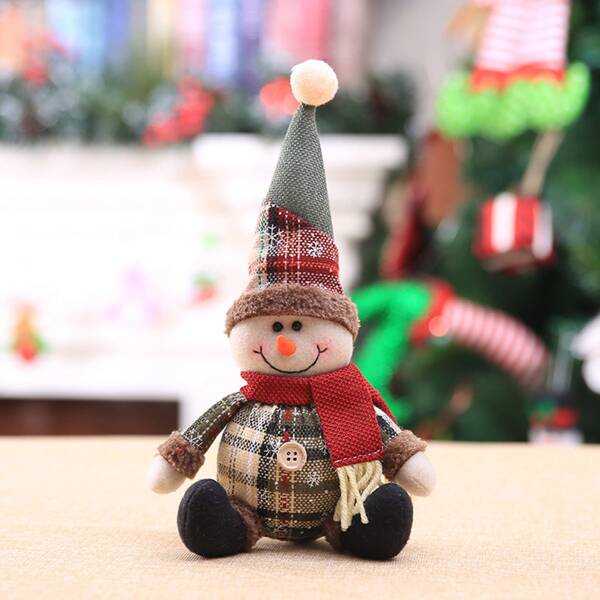 

1pc Christmas Snowman Shaped Plush Doll Decoration, Multicolor