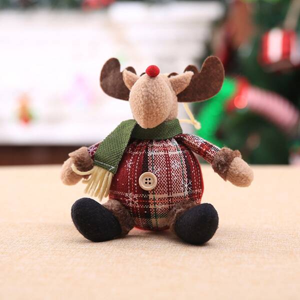 

1pc Christmas Elk Shaped Plush Doll Decoration, Multicolor