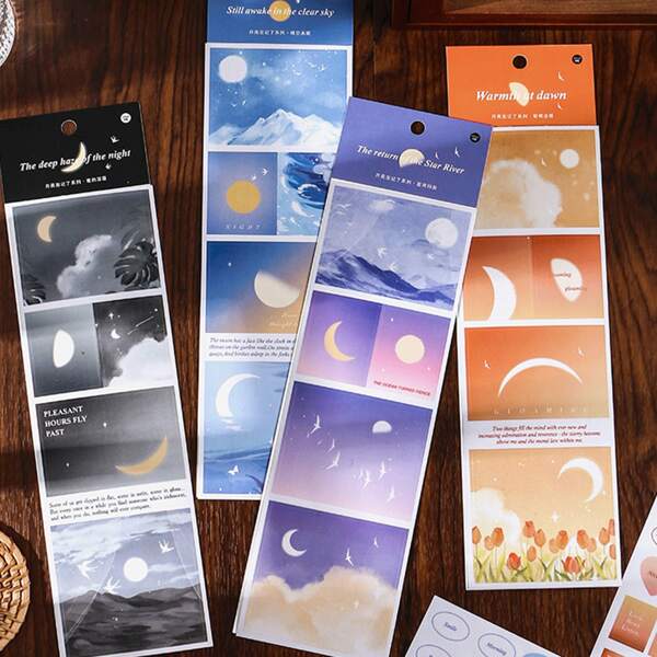 

2pcs Random Moon Print Sticker, Multicolor