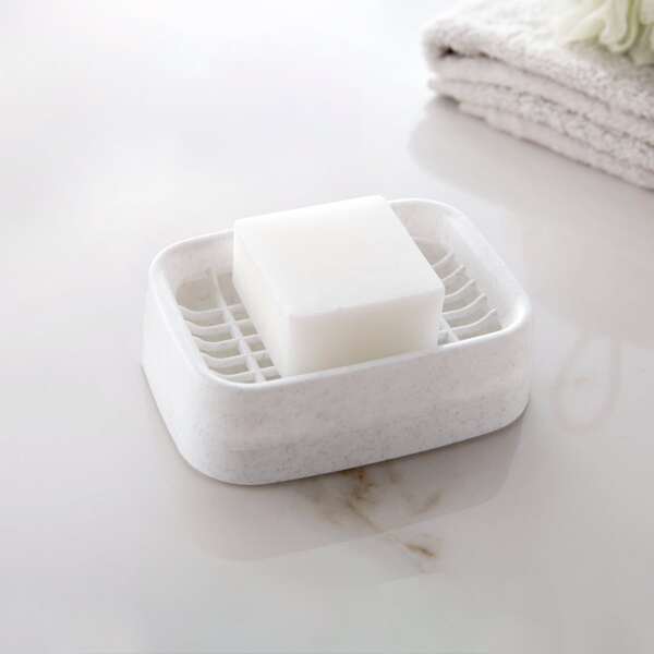 

1pc Solid Color Soap Dish Holder, White