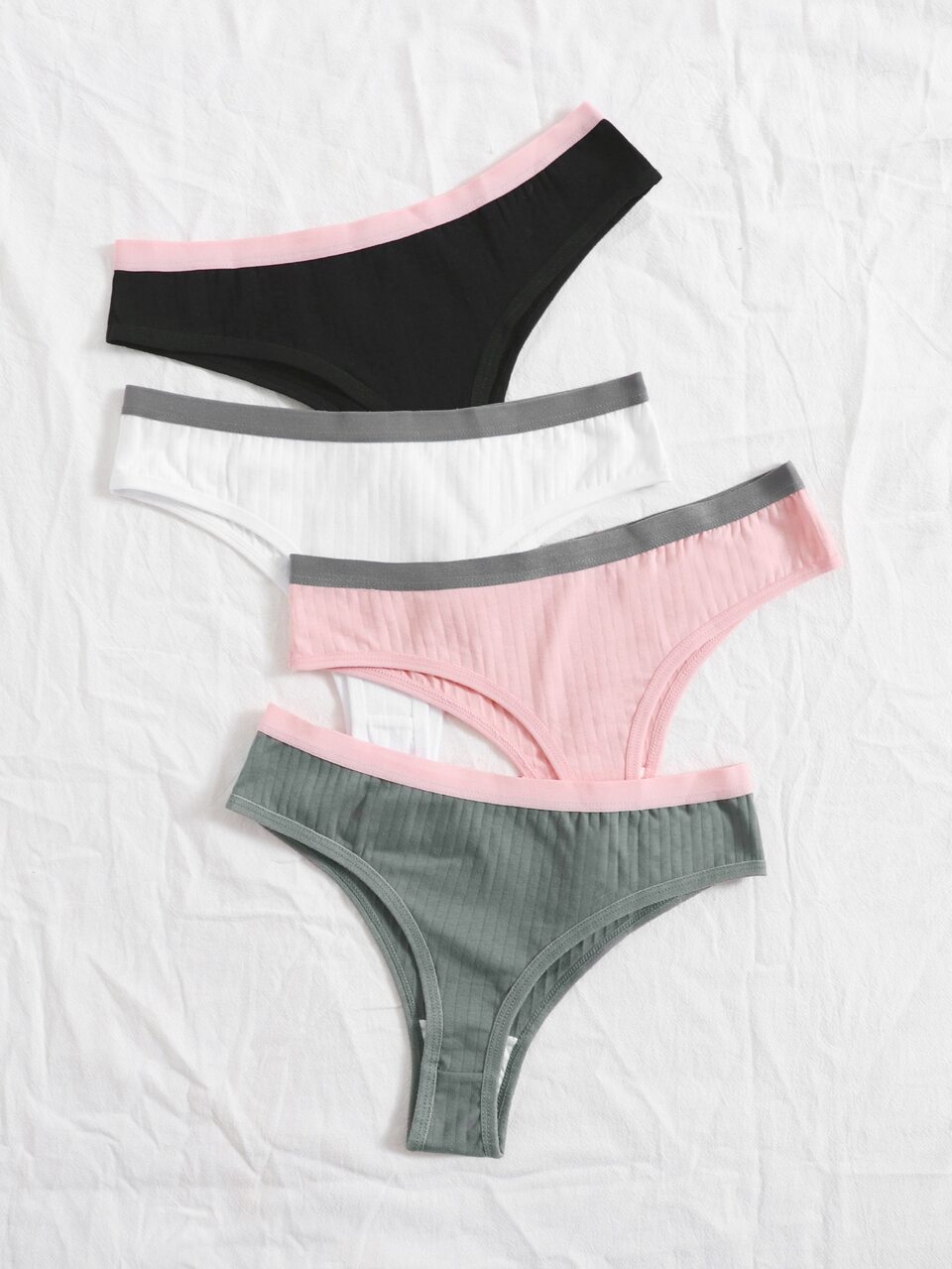 4pack Contrast Binding Panty Set