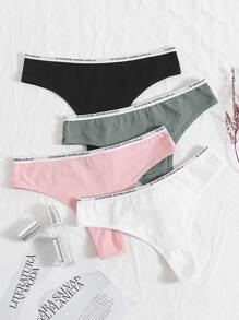 4pack Letter Tape Panty Set - Multicolor - View 1